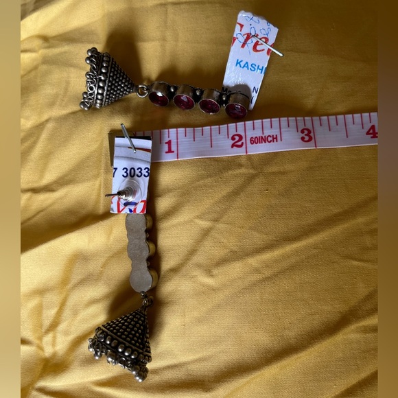 2 for 1! Authentic Indian jeweled and peacock 🦚 motif jhumka earrings - Picture 5 of 13